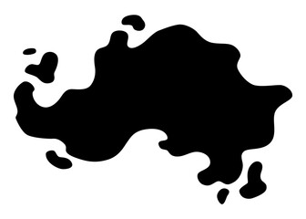 Paint blot icon. Splash for design use. Grunge shape. Dirty stain or silhouette. Black ink splash