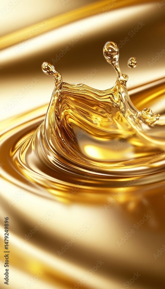 Poster golden liquid splash abstract background with dynamic waves and soft gradient for luxury