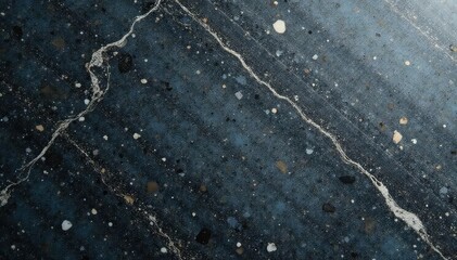 Close-up view of polished granite countertop, swirling grey and black veins , grey, black