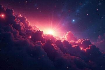 Fototapeta premium Distant nebula glowing intensely in deep space, reflection nebula, galactic