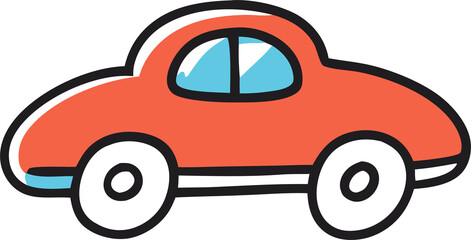 Car Doodle Icon – Hand Drawn Vehicle PNG with Transparent Background, Sketch Style Car Illustration