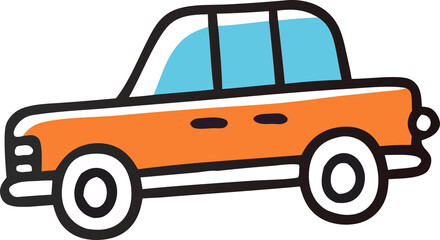 Car Doodle Icon – Hand Drawn Vehicle PNG with Transparent Background, Sketch Style Car Illustration