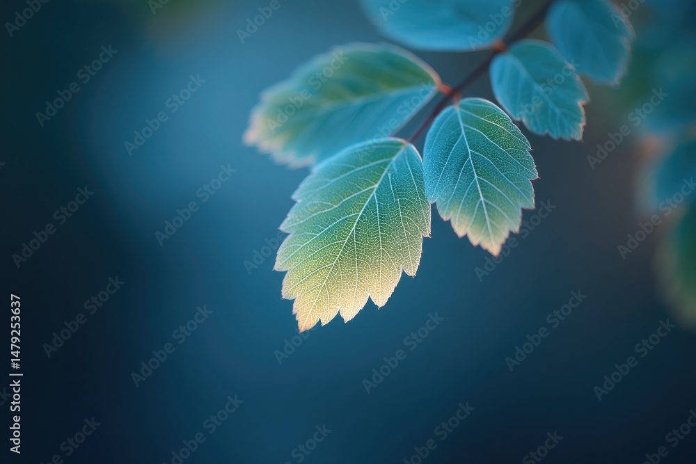 Poster close-up of single serene leaf against blurred background representing balance between inner peace a