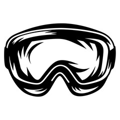 Stylized Monochrome Illustration of Ski Goggles with Sharp, Modern Design Elements