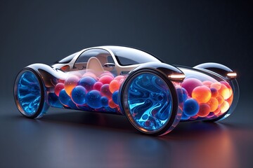 Aquarium Car with Glowing Coral and Jellyfish Inside