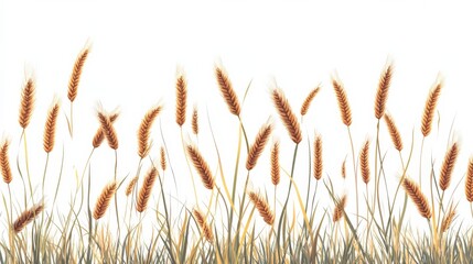 Golden Wheat Field with Flowing Stems Against a Bright Background