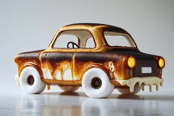 Chocolate Toast Car with Melted Cream Filling