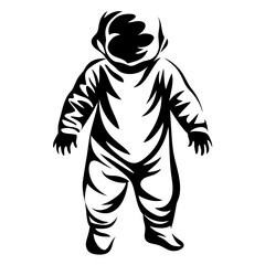 Stylized Black and White Image of a Baby Wearing a Bodysuit