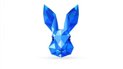 Abstract Blue Rabbit Head in Geometric Style for Modern Designs