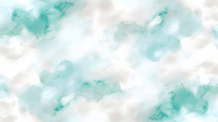 Teal & White Abstract Watercolor Clouds