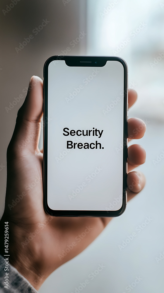 Poster a hand holding a smartphone displaying the words 