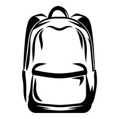 Stylish black and white outline of a backpack, rucksack, knapsack vector graphic