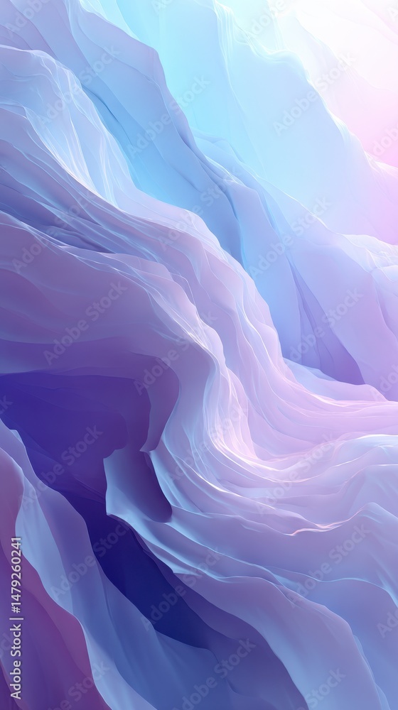 Poster abstract gentle waves of soft pastel colors creating a serene and tranquil background suitable for m