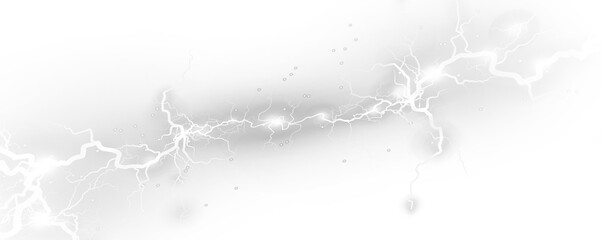  bright white lightning bolt with electric energy and thunderous impact—ideal for PNG storm visuals, night sky scenes, or dramatic weather-themed designs.