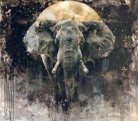 chaotic abstract expressionism for elephant animal