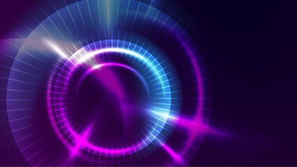 Digital illustration of a glowing purple and blue ring. Suitable for web design, backgrounds, or abstract concept visuals. Bright and colorful cosmic theme.