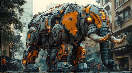 Mech elephant in urban setting