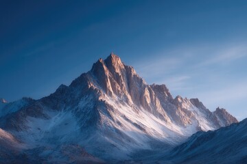 Obraz premium close-up rocks of majestic mountain landscape solitary jagged peaks surrounded by pristine blue skies