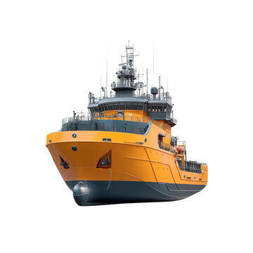 Modern Orange and Gray Offshore Supply Vessel in 3D Render