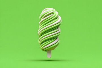 Swirl popsicle on bright green backdrop