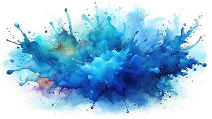 Fototapeta premium Abstract watercolor explosion in shades of blue artistic paint splash design element