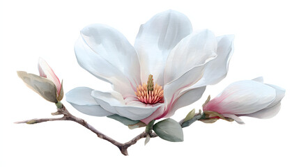 white magnolia flower in watercolor