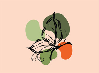 Abstract Butterfly Illustration with Organic Shapes and Pastel Background