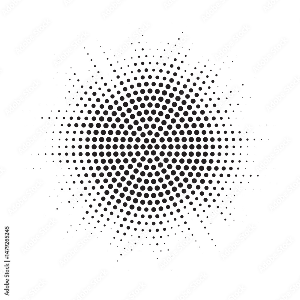 Aufkleber Burst Halftone light effect. Glowing light burst. abstract grunge halftone dots background. Vector illustration.