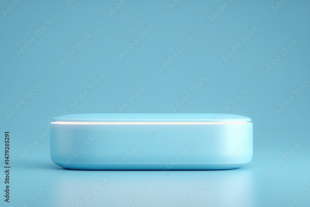 Poster create 3d illustration of abstract futuristic gadget set against plain backdrop offering ample copy 