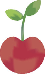 Watercolor Cherry PNG – Hand-Painted Red Cherry Illustration with Transparent Background, Artistic Fruit Clipart for Design Projects