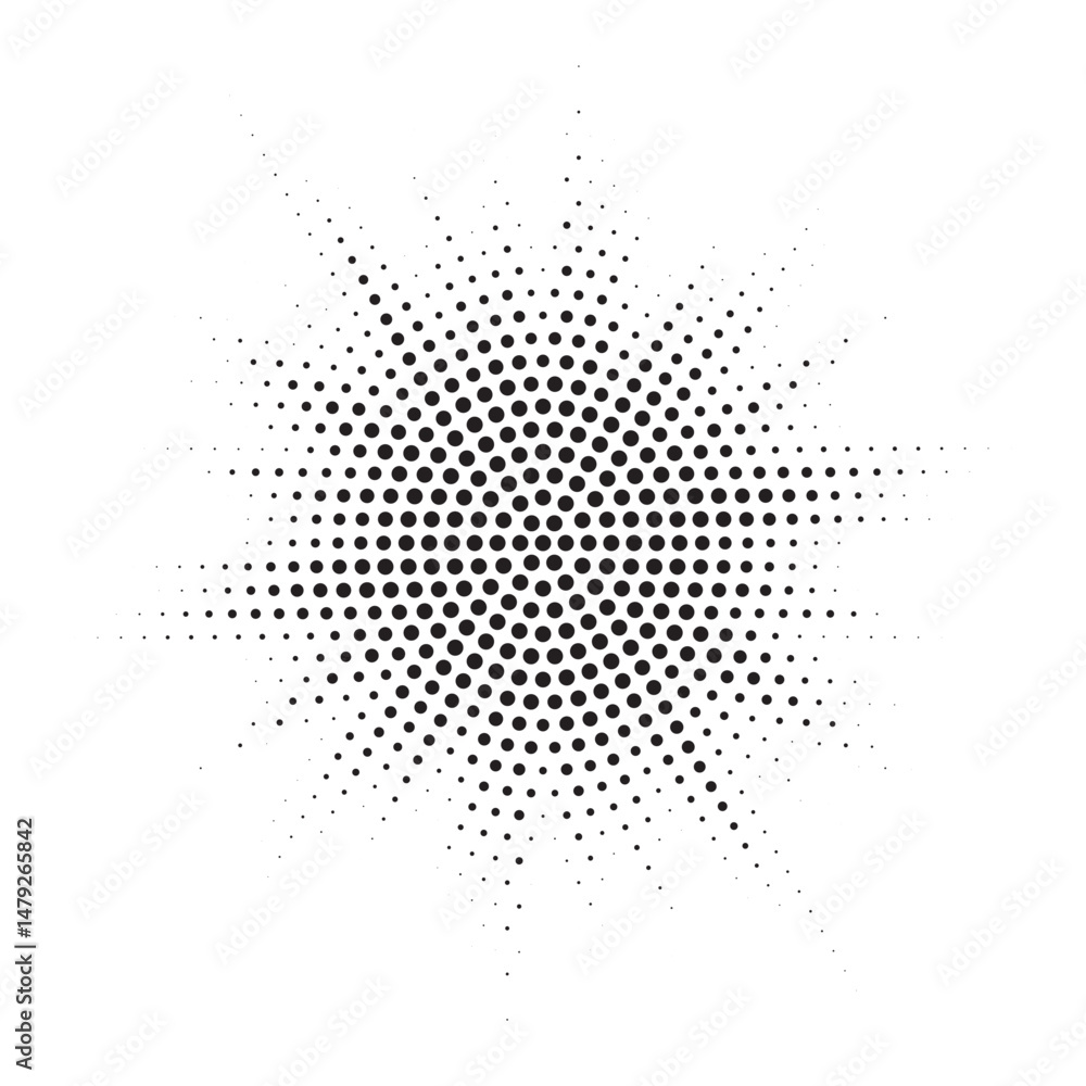 Aufkleber burst halftone light effect. glowing light burst. abstract grunge halftone dots background. vector i