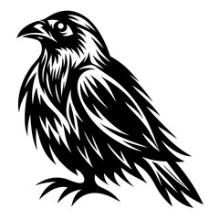 Monochrome stylized raven or crow design perfect for tattoo or logo