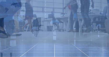 Image of financial data processing over business people