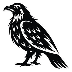 Majestic Black and White Stylized Eagle Illustration with Intricate Feather Details
