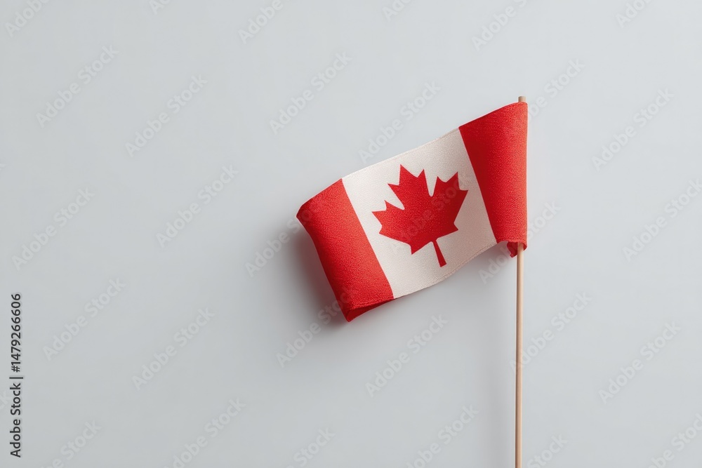 Poster display canadian flag against white background ensuring ample copy space for text placement