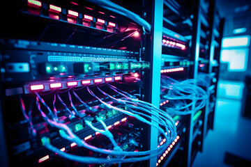 Fototapeta premium High Performance Data Center Operations and Network Devices 