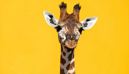 Obraz premium giraffe on yellow background