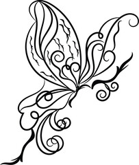 Elegant Black and White Ornate Butterfly Design Illustration