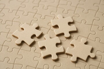 Fototapeta premium Puzzle pieces on board.