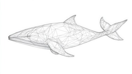 Obraz premium 3D Wireframe Model of a Whale in Geometric Style for Design Projects