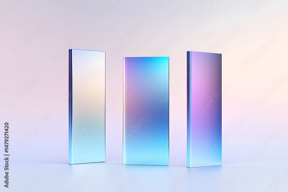 Aufkleber abstract rectangular glass objects with gradient color transitions. modern art or product display ba