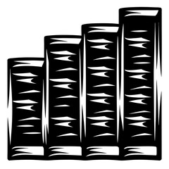Stylized Row of Black and White Books Standing on a Shelf