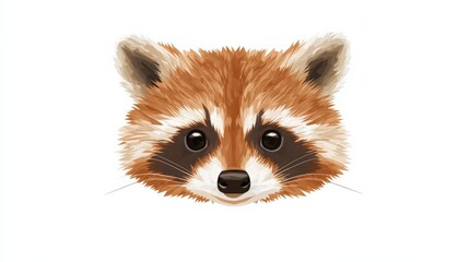 Obraz premium Cute cartoon raccoon head illustration with soft fur details