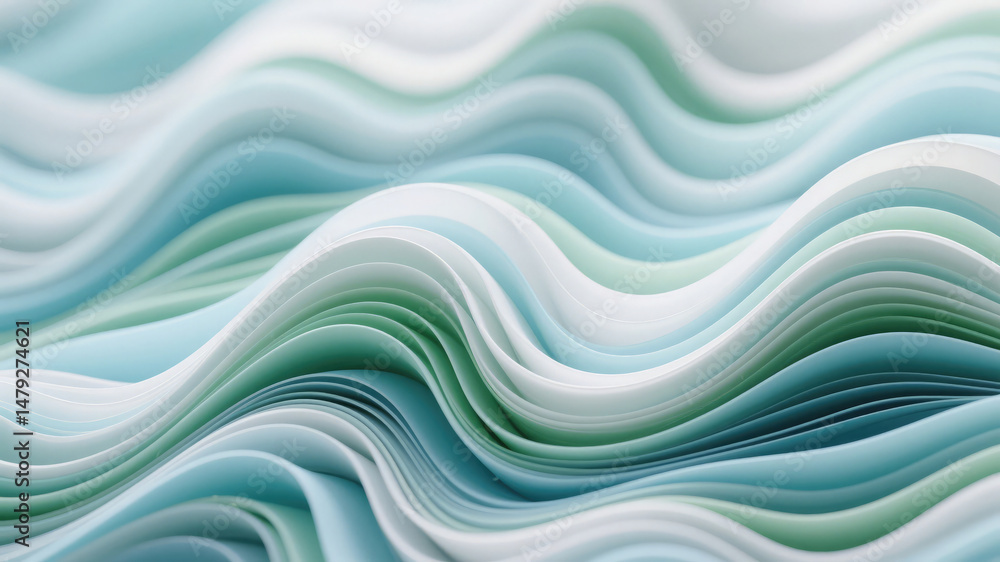 Poster abstract layered waves with soft pastel colors create a calming and fluid background design