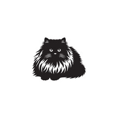 Fototapeta premium Himalayan Cat Vector Silhouette: Long-Haired Elegant Feline with Distinctive Color Point Pattern, Captured in Graceful Pose for Modern Minimalist Art, Pet Design, or Digital Illustration Use. 