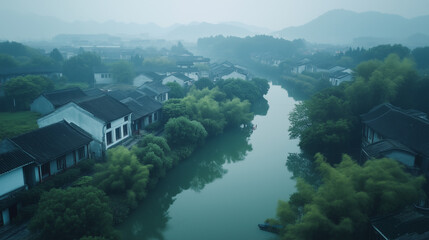chinese, countryside view, jiangnan