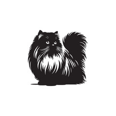 Himalayan Cat Vector Silhouette: Long-Haired Elegant Feline with Distinctive Color Point Pattern, Captured in Graceful Pose for Modern Minimalist Art, Pet Design, or Digital Illustration Use.

