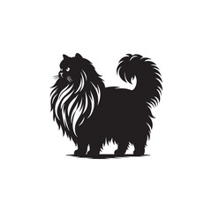 Himalayan Cat Vector Silhouette: Long-Haired Elegant Feline with Distinctive Color Point Pattern, Captured in Graceful Pose for Modern Minimalist Art, Pet Design, or Digital Illustration Use.
