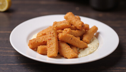 Gourmet Golden-Brown Fried Risol, Crispy, Savory, Delicious Appetizer on White Dish, Perfect for Food Photography, Culinary Blogs, and Restaurant Menus