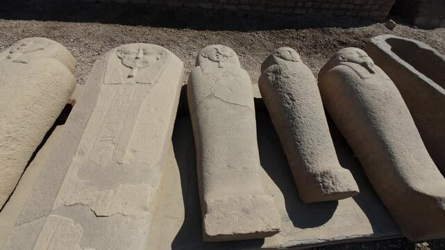 Ancient Egyptian Sarcophagi at Dendera Temple Complex Site